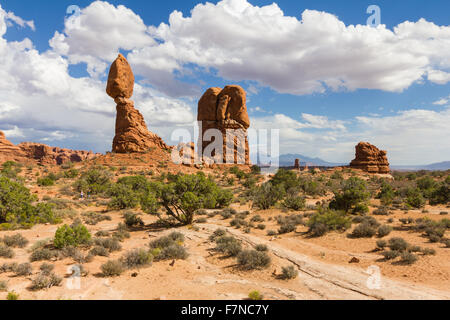 Ausgewogene Felsformation im Arches National Park, USA Stockfoto