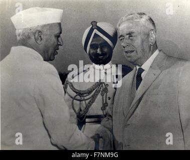 New Zealand Premierminister Walter Nash trifft Indiens Premierminister Jawaharlal Nehru 1960 Stockfoto