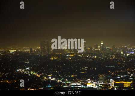 Blick auf Downtown Los Angeles vom Observatorium Stockfoto