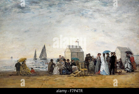 La Plage de Trouville - der Strand von Trouville 1867 Eugène Boudin 1824-1898 Französisch Frankreich Stockfoto