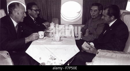 Foto von der chinesischen premier Zhou Enlai und US-Präsident Richard Nixon. Datierte 1972 Stockfoto