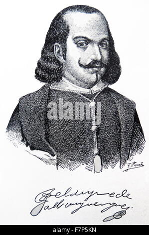 Don Francisco Fernández De La Cueva y Enriquez de Cabrera, 8. Herzog von Albuquerque, Grande von Spanien (1619 – 27. März 1676) war ein spanischer Offizier und Vizekönig von Neuspanien aus 15. August 1653, 15. September 1660. Außerdem war er Vizekönig von Sizilien von 1668 bis 1670. Stockfoto