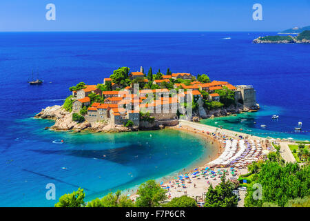 Insel Sveti Stefan in Budva, Montenegro Stockfoto