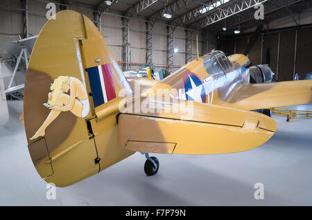 Rückansicht des eine P51 Mustang in Duxford Hangar in UK Stockfoto