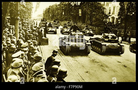 Deutsche Truppen feiern ihren Sieg mit einer Parade durch Warschau, Polen. Die deutsche Armee drang erfolgreich Polen im Jahr 1939. Stockfoto