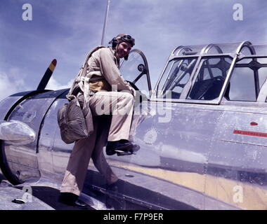 Farbe, Transparenz der Cadet L. Deitz auf der Naval Air Base, Corpus Christi, Texas. Fotograf Howard R Hollem. Vom August 1942. Stockfoto