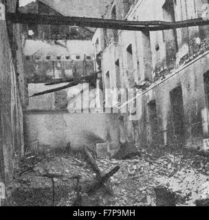 Zerstörte Strukturen in Simancas, Zentralspanien, gelegen in der Provinz Valladolid, während des spanischen Bürgerkriegs. Stockfoto