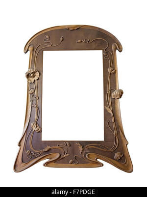 Vintage Holz Bilderrahmen, isoliert mit Beschneidungspfad in weiß Stockfoto