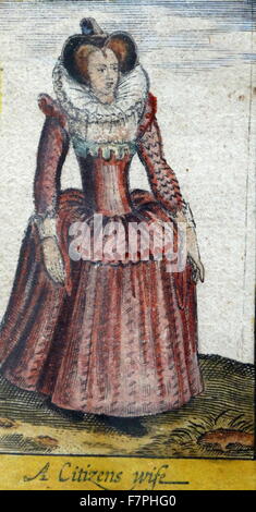 Tudor Edelfrau (Detail), aus einer Karte von England und Wales durch John Speed; C1612 Stockfoto