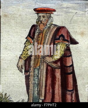 Tudor Edelfrau (Detail), aus einer Karte von England und Wales durch John Speed; C1612 Stockfoto