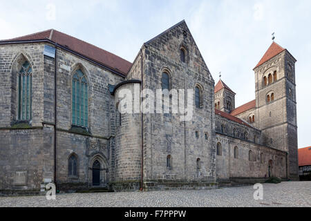 Romanische Kathedrale in Quedlinburg, Deutschland. Stockfoto