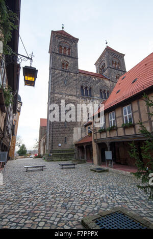 Burganlage und Kathedrale in Quedlinburg, Deutschland. Stockfoto