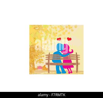 Liebe in den Park, Herbstlandschaft Stock Vektor