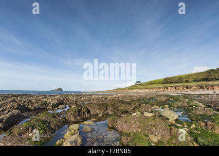 Wembury, Devon. Wembury ist ein toller Strand mit einigen der besten Rock-Pools im Land. Stockfoto