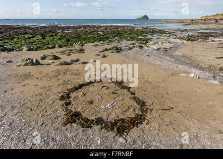 Wembury, Devon. Wembury ist ein toller Strand mit einigen der besten Rock-Pools im Land. Stockfoto