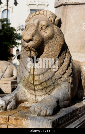 Brunnen auf dem Vörösmarty Tér, Budapest, Ungarn Stockfoto