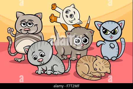 niedliche Kätzchen Gruppe Karikatur illustration Stock Vektor