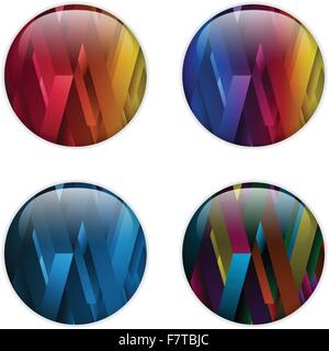 Glaskreis Knopf bunte Neon Wellen Stock Vektor