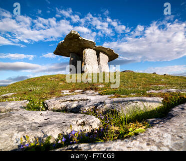 Poulnabrone Dolmen, Burren, County Clare, Irland, der Wilde Atlantik Weg Stockfoto