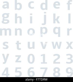 Kleinbuchstaben-Alphabet Zeichenpapier mit Maßeinteilung Stock Vektor