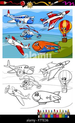 Hunde-Gruppe Cartoon Malbuch Stock Vektor