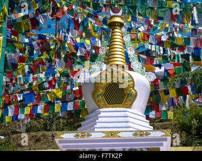 Gebetsfahnen am Stupa in Dharamsala, Indien Stockfoto