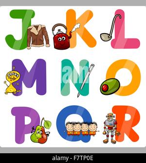 Bildung Cartoon Alphabet Buchstaben für Kinder Stock Vektor