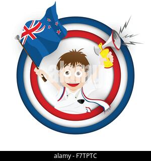 New Zealand Fußball Fan Flagge Cartoon Stock Vektor