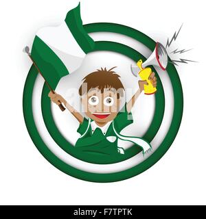 Nigeria Fußball Fan Flagge Cartoon Stock Vektor