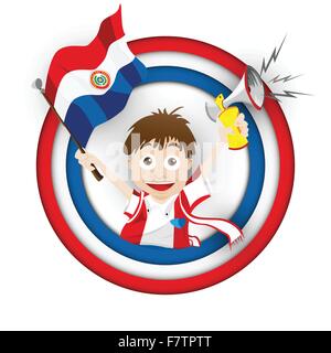 Paraguay Fussball Fan Flagge Cartoon Stock Vektor