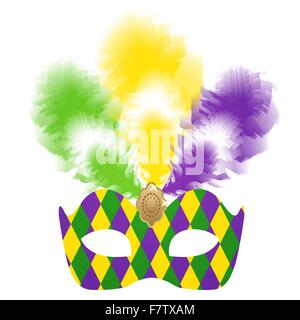 Karneval in Venedig Maske mit bunten Federn Stock Vektor