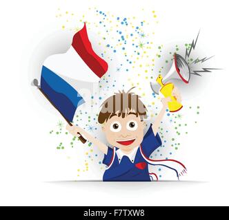 Cartoon-Frankreich Fußball-Fan-Fahne Stock Vektor
