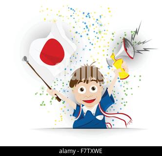 Japan Soccer Fan Flagge Cartoon Stock Vektor