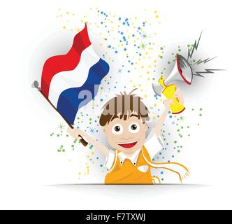 Niederlande Fussball Fan Flagge Cartoon Stock Vektor