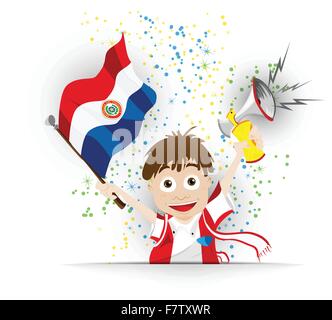 Paraguay Fussball Fan Flagge Cartoon Stock Vektor