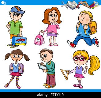 niedliche Grundschulkinder cartoon-Reihe Stock Vektor