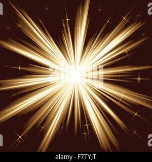 Goldenes Licht, Sterne platzen, stilisierte Feuerwerk Stock Vektor