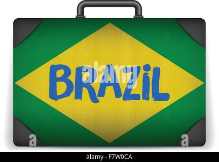 Brasilien-Reisegepäck mit Flagge für Urlaub Stock Vektor