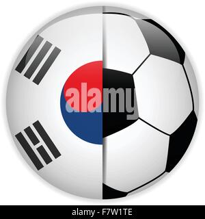 Südkorea-Flagge mit Soccer Ball Hintergrund Stock Vektor