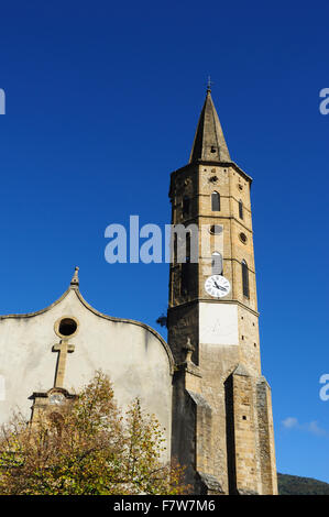 Kirche im Zentrum von Massat, Ariege, Midi-Pyrenäen, Frankreich Stockfoto