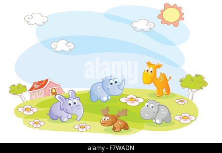 Jungtiere im Sommer Stock Vektor