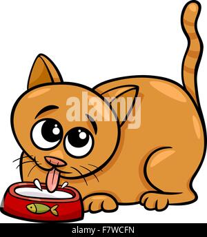 Katze trinkt Milch Cartoon illustration Stock Vektor