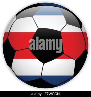 Costa Rica Flagge mit Soccer Ball Hintergrund Stock Vektor