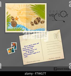 Alte Postkartendesign Vorlage Stock Vektor
