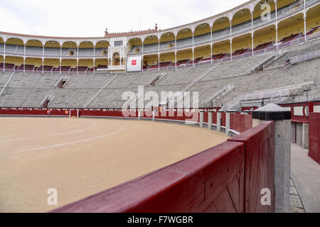 Tribüne in der Stierkampfarena Plaza de Toros de Las Ventas, Madrid, Spanien Stockfoto