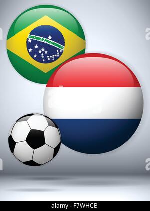 Niederlande vs. Brasilien Flagge Fußball-Spiel Stock Vektor