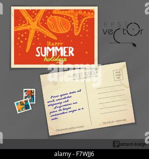 Alte Postkartendesign Vorlage Stock Vektor