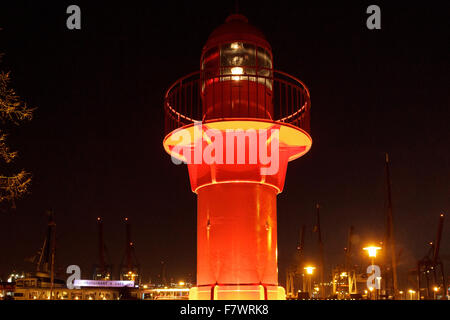 Leuchtturm, Museumshafen Övelgönne, Hamburg, Deutschland Stockfoto