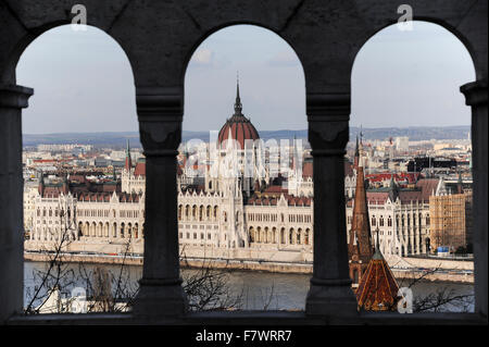 Parlamentsgebäude von Halaszbastya, Budapest, Ungarn Stockfoto