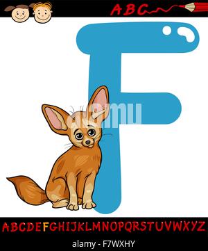 Buchstabe f für Fennec Fuchs Cartoon illustration Stock Vektor